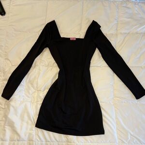 Black Long Sleeve Mini Dress